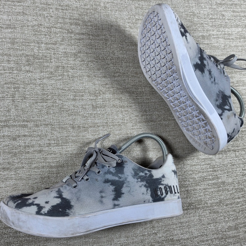 NOBULL Canvas Trainer Women 8 Grey Tie Dye Low Top Lace Up Sneakers